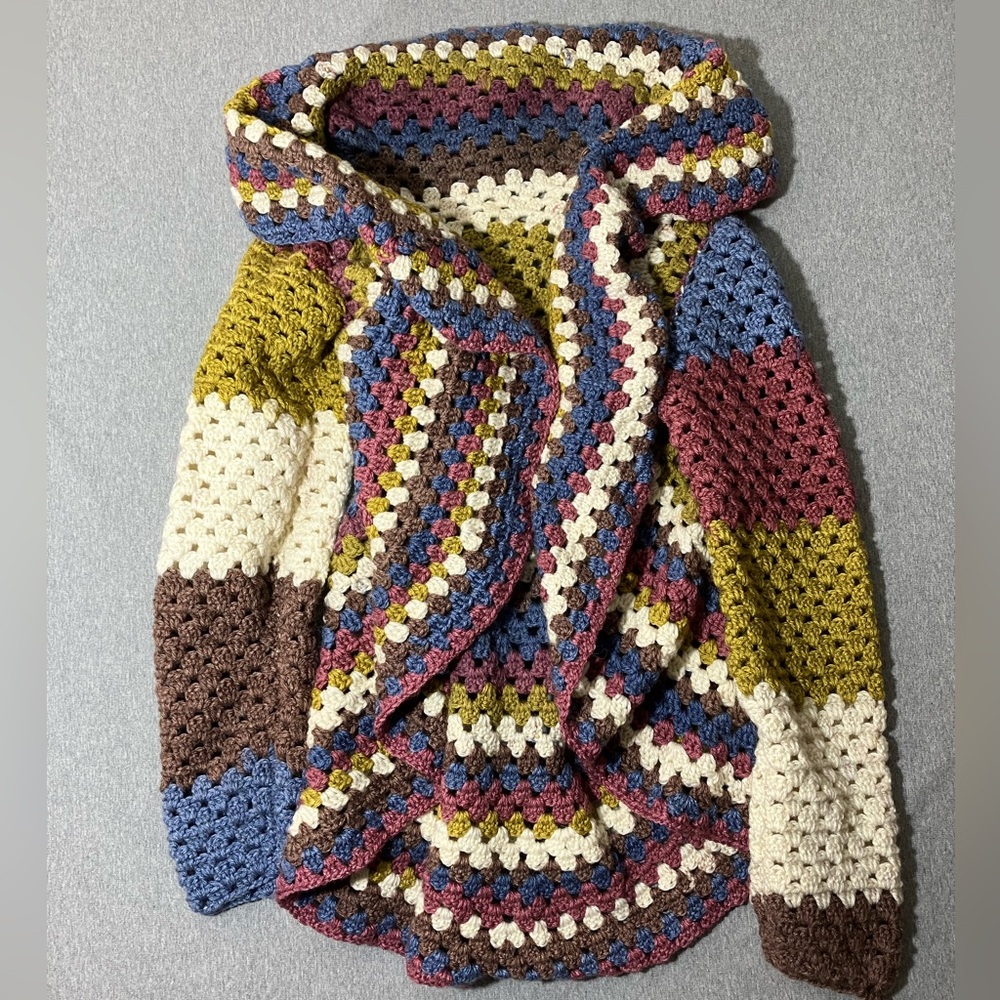 EUC Crochet Open Cardigan Sweater Mandala Style Cottage Core Women's Medium/L